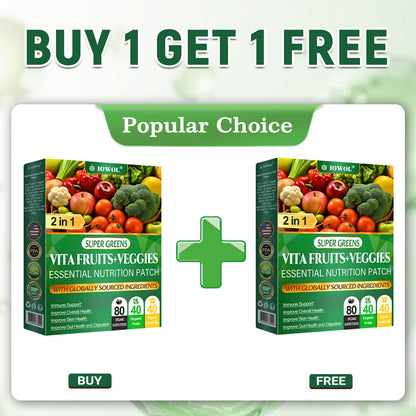 😉Don’t go just yet — the Vita Fruit & Veggie Essential Nutrition Patch plus the NANO Patch = even better results!