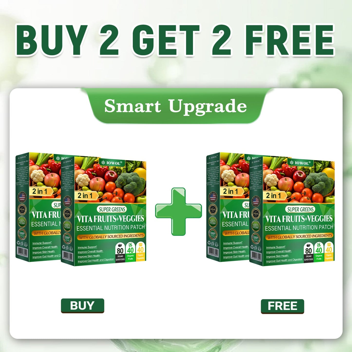 😉Don’t go just yet — the Vita Fruit & Veggie Essential Nutrition Patch plus the NANO Patch = even better results!