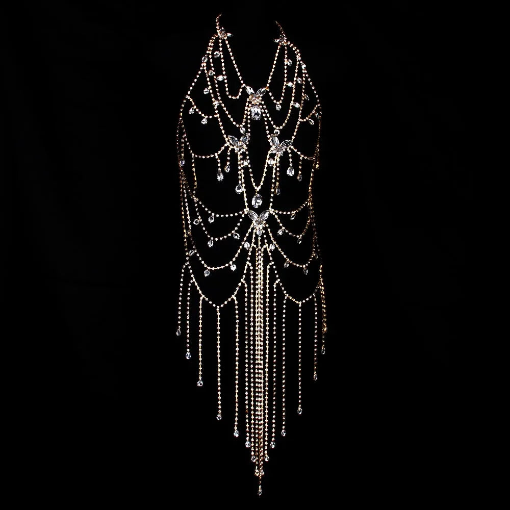 Fringed Butterfly Skirt Top Women Bra Jewelry Dress Rhinestone New Summer Pendant Bathing Sexy Bodysuit Panties Swim Bikini 2024