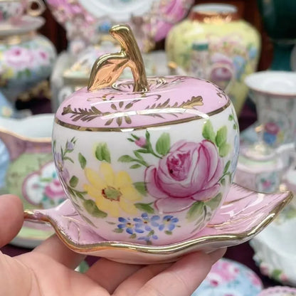 Ceramics Flower Jewelry Storage Box Vase Teapot Flower Basket Jewelry Case Storage Jewelry Organizer Display Home Decor Ornament